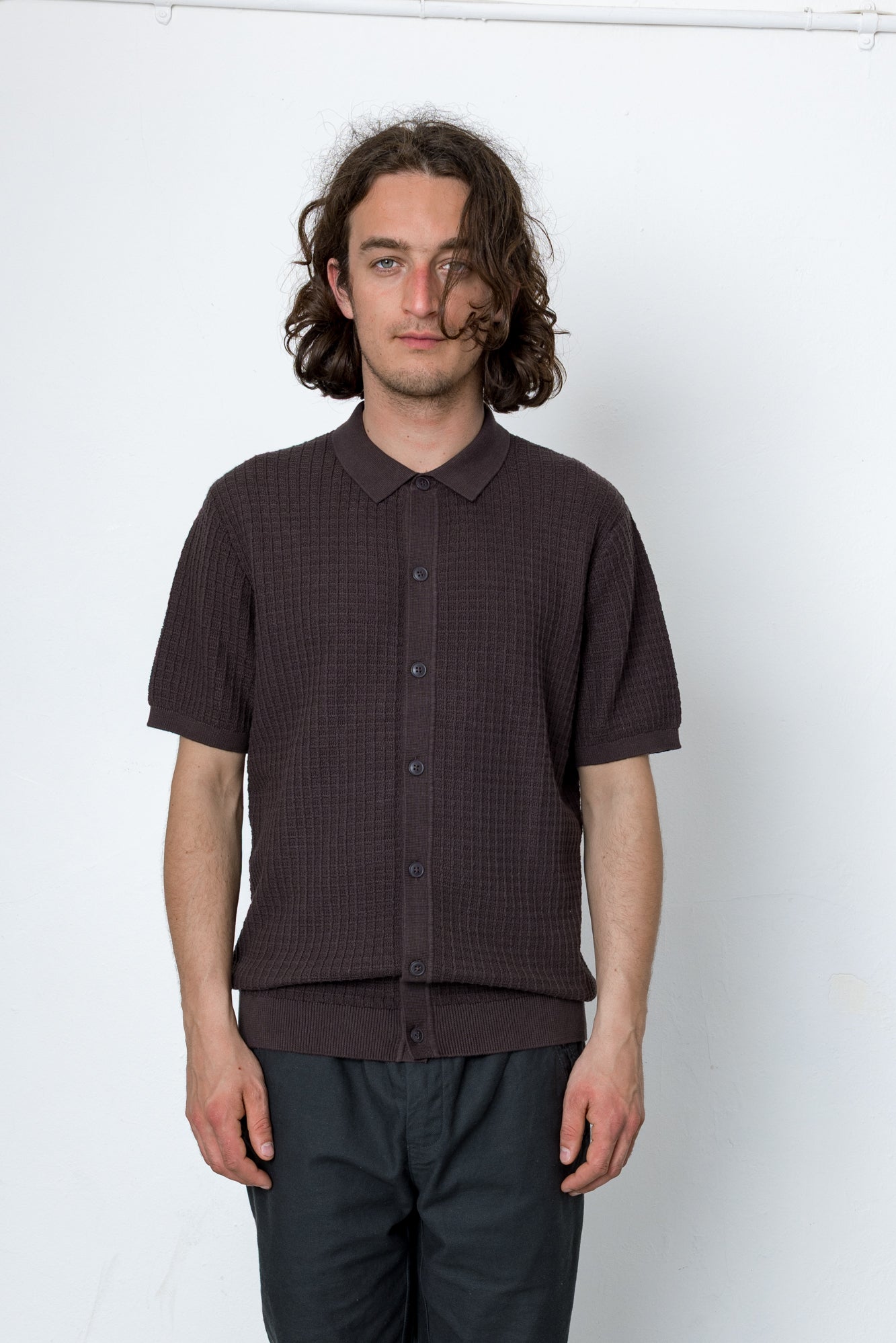 Folk | Folk Beech Short Sleeve Button Through - Chocolate