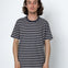 Man wearing a striped shirt against a white background