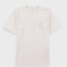 A light cream-colored short-sleeve t-shirt with a small, minimalist line-art profile graphic on the left chest, displayed flat against a light gray background.