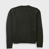 Dark green sweater on a light gray background