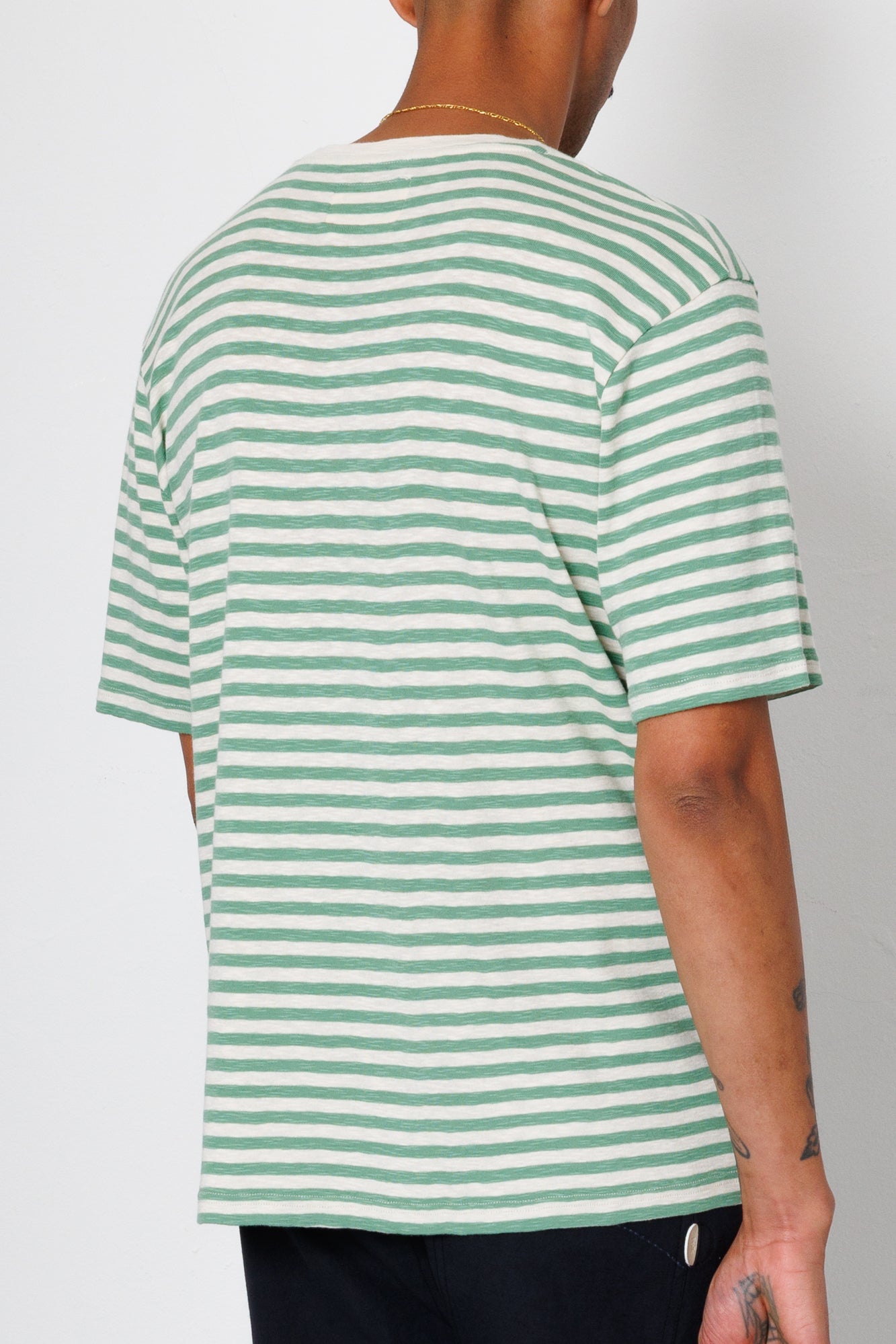 Folk | Folk Classic Striped T-Shirt - Soft Green Ecru