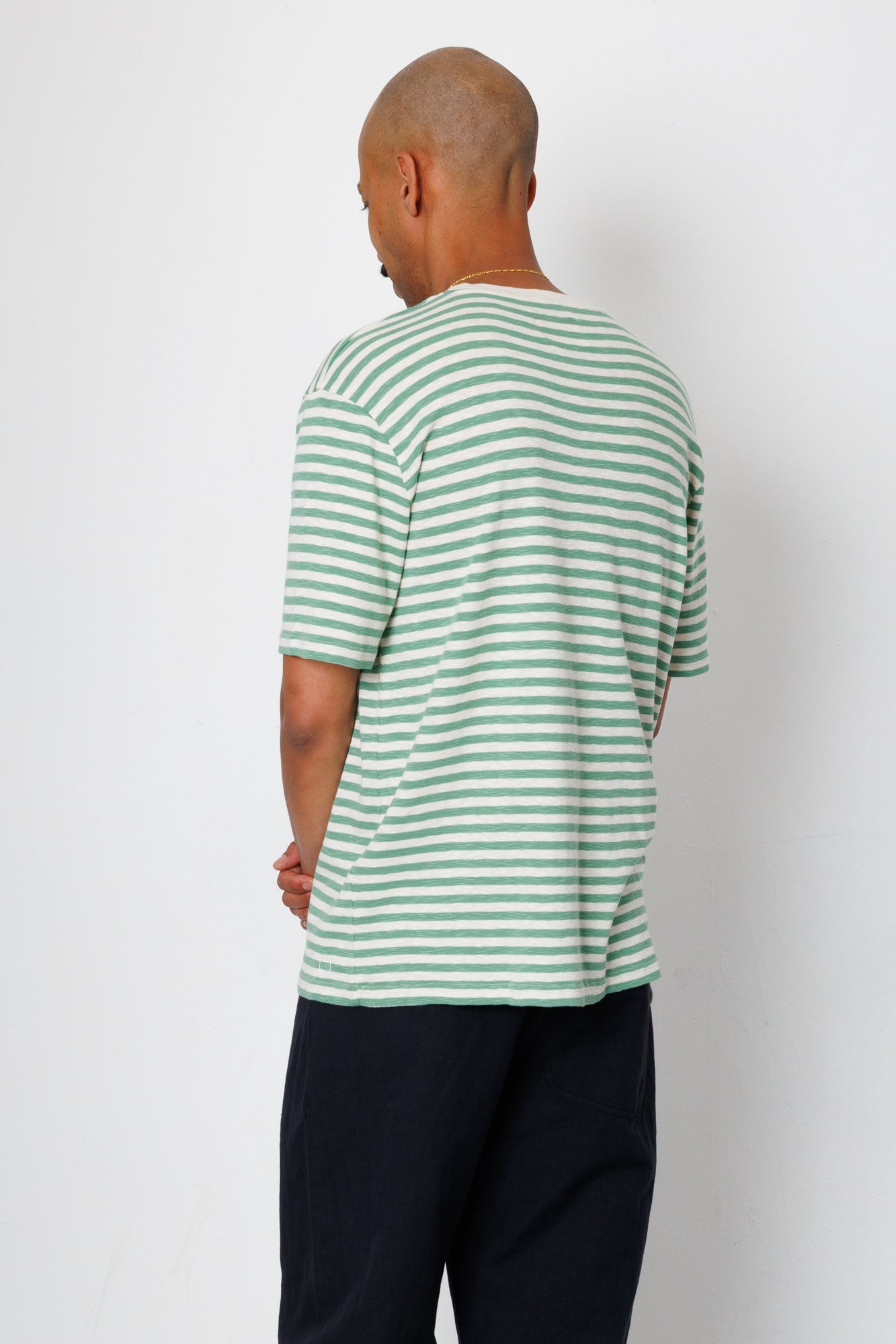 Folk | Folk Classic Striped T-Shirt - Soft Green Ecru