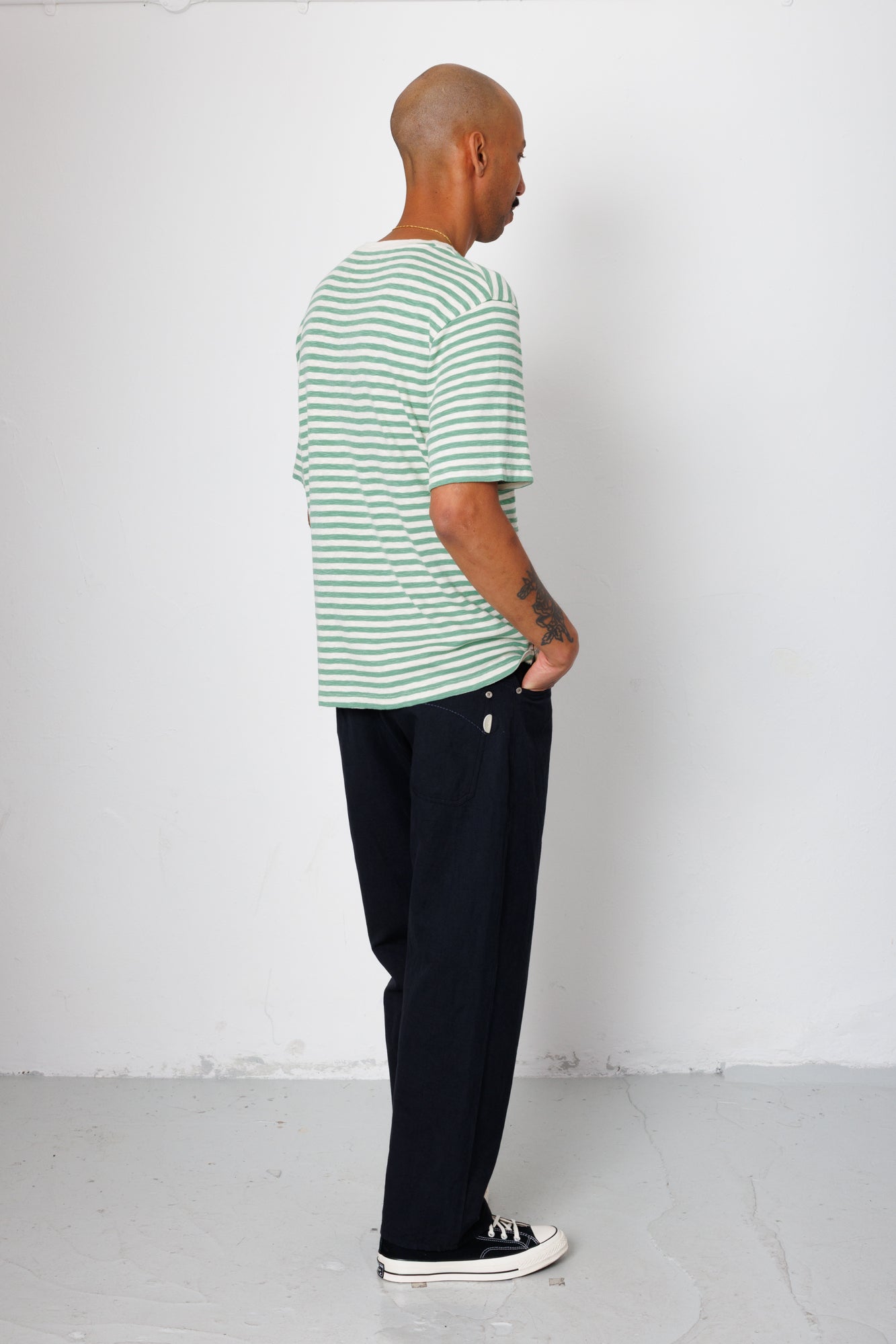 Folk | Folk Classic Striped T-Shirt - Soft Green Ecru