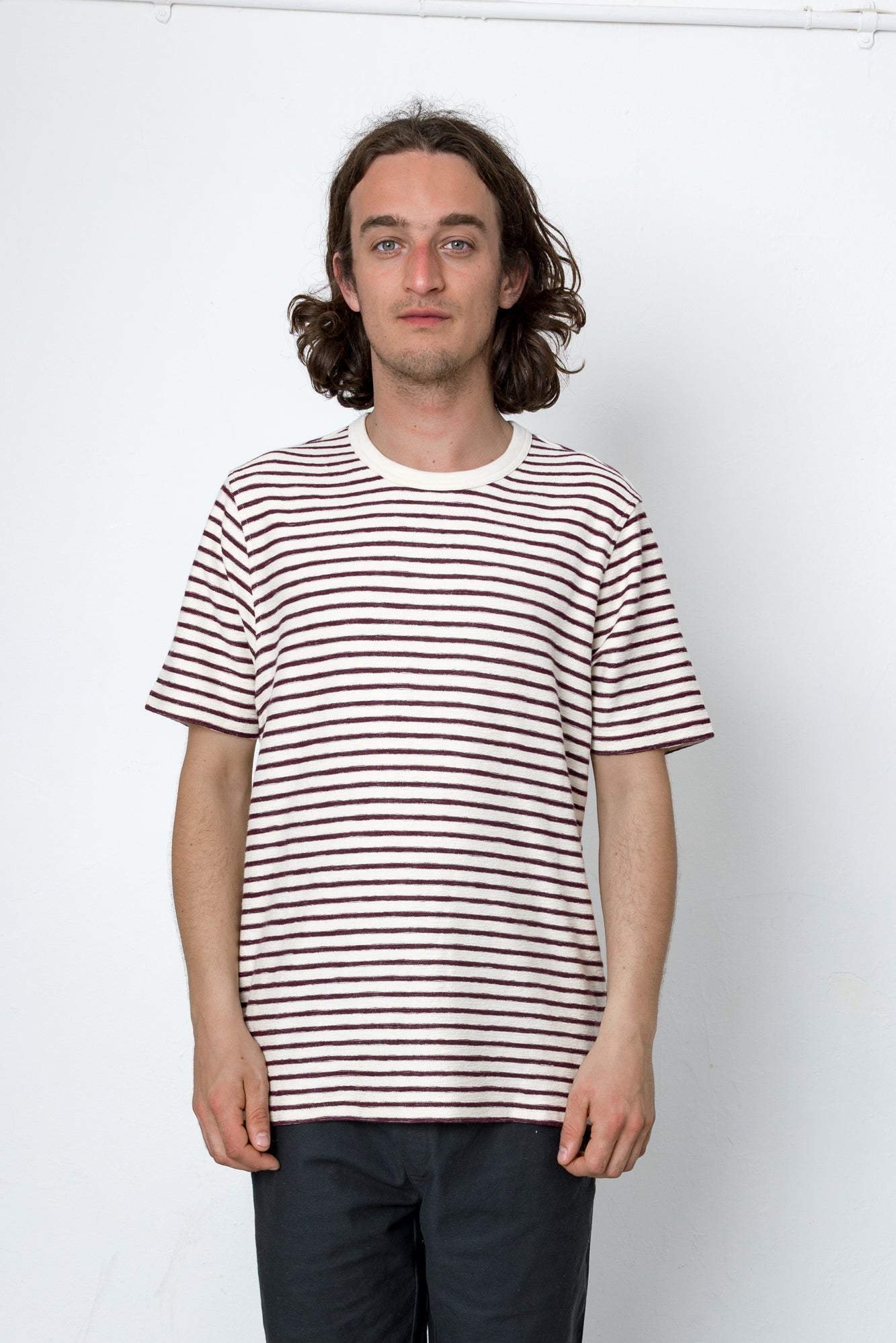 Folk | Folk Cornell T-Shirt - Ecru / Burgundy