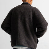 Folk | Folk Cropped Winter Coat - Navy Brown Texture