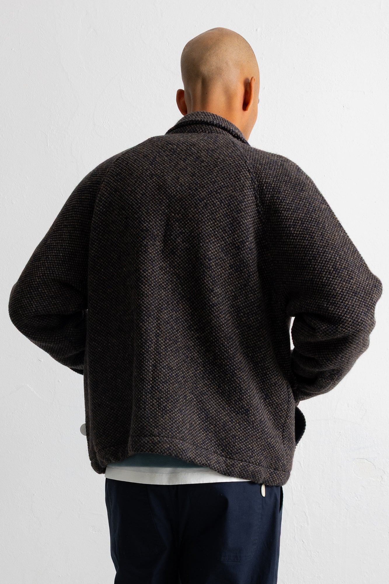 Folk | Folk Cropped Winter Coat - Navy Brown Texture