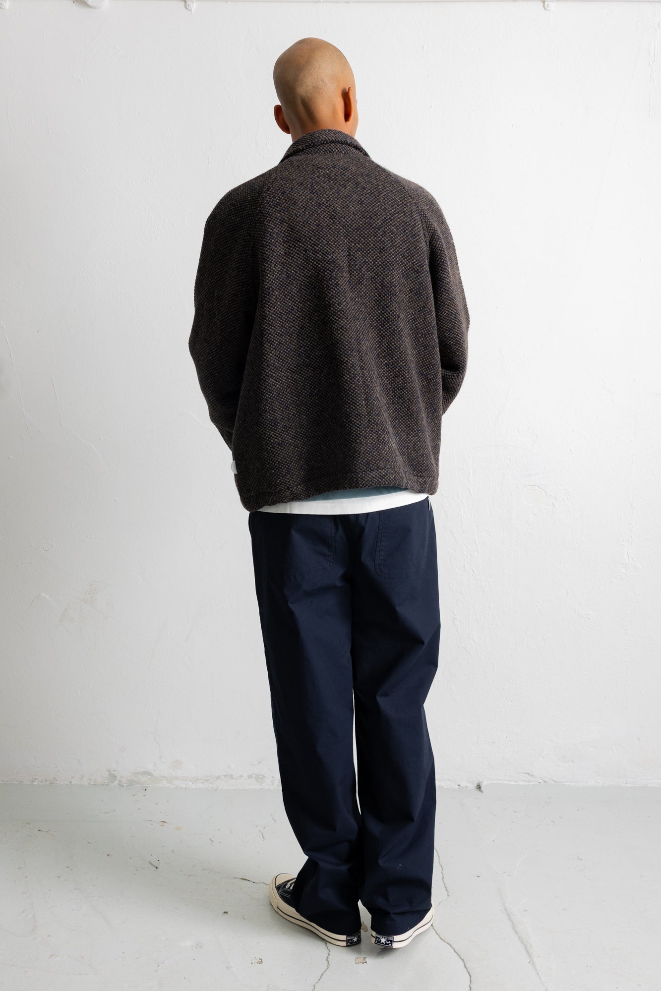 Folk | Folk Cropped Winter Coat - Navy Brown Texture