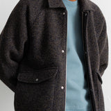 Folk | Folk Cropped Winter Coat - Navy Brown Texture