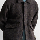 Folk | Folk Cropped Winter Coat - Navy Brown Texture