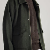 Cropped Winter Coat - Olive Brushed Wool