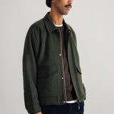 Cropped Winter Coat - Olive Brushed Wool