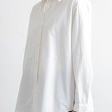 Cross Pleat Shirt - White Poplin