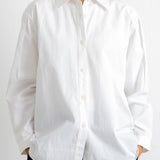 Cross Pleat Shirt - White Poplin