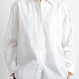 Cross Pleat Shirt - White Poplin