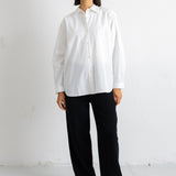 Cross Pleat Shirt - White Poplin