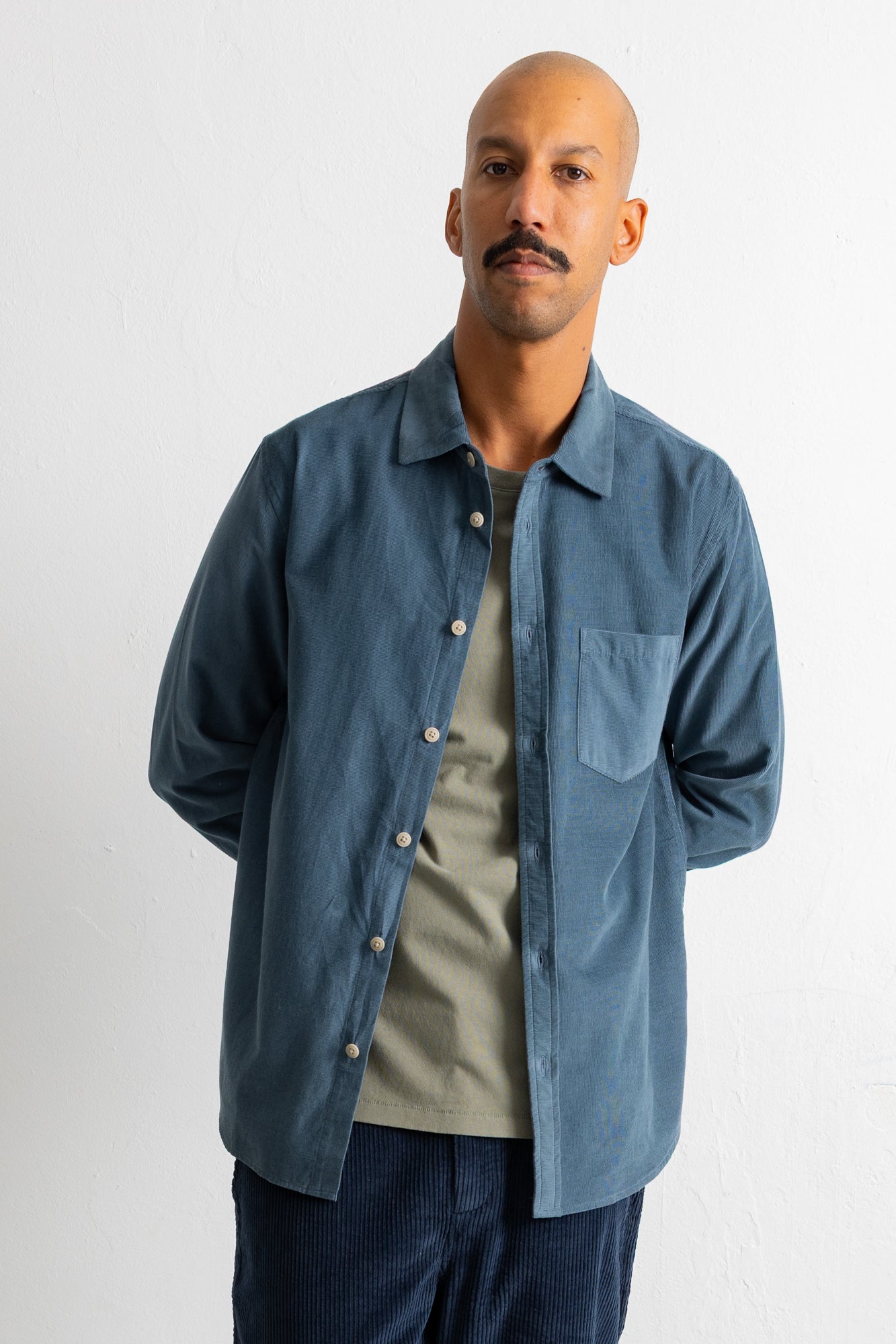 Direction Babycord Shirt - Blue Oxide
