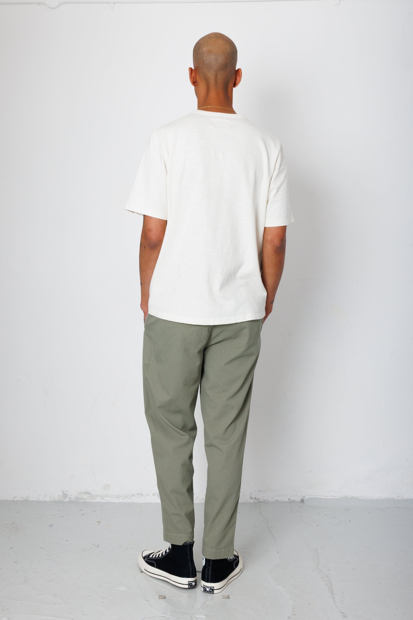 Folk | Folk Drawcord Assembly Pant - Light Sage Mini Stripe