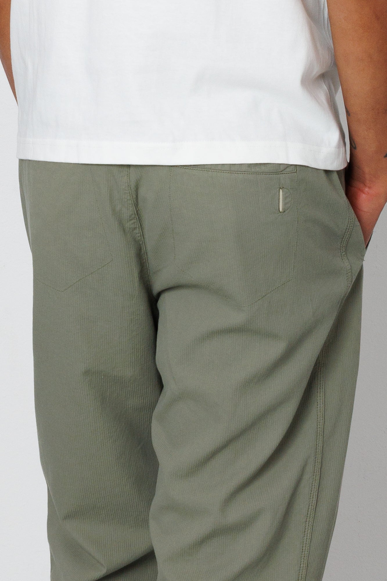 Folk | Folk Drawcord Assembly Pant - Light Sage Mini Stripe