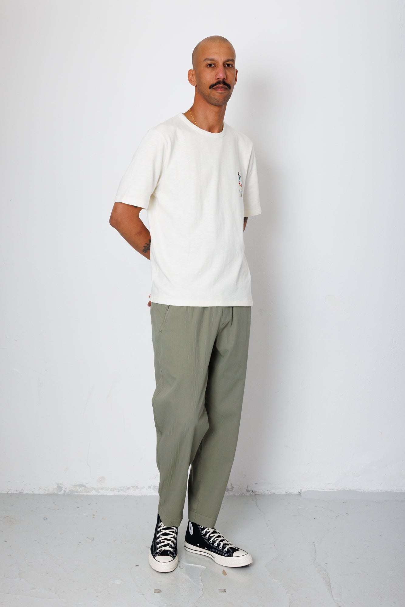 Folk | Folk Drawcord Assembly Pant - Light Sage Mini Stripe