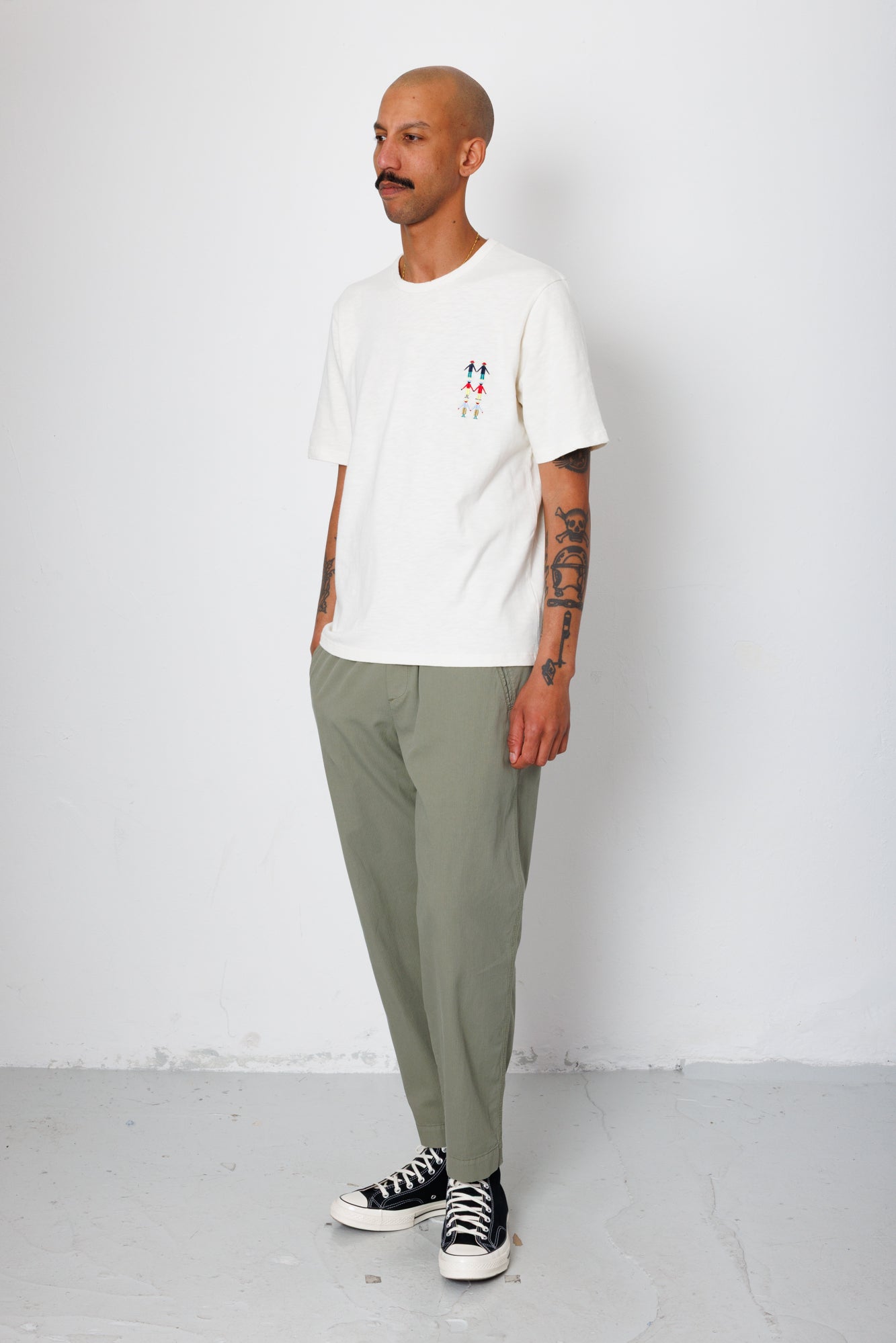 Folk | Folk Drawcord Assembly Pant - Light Sage Mini Stripe