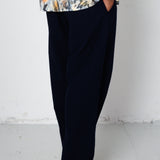 Folk | Folk Drawcord Loose Trousers - Navy Seersucker