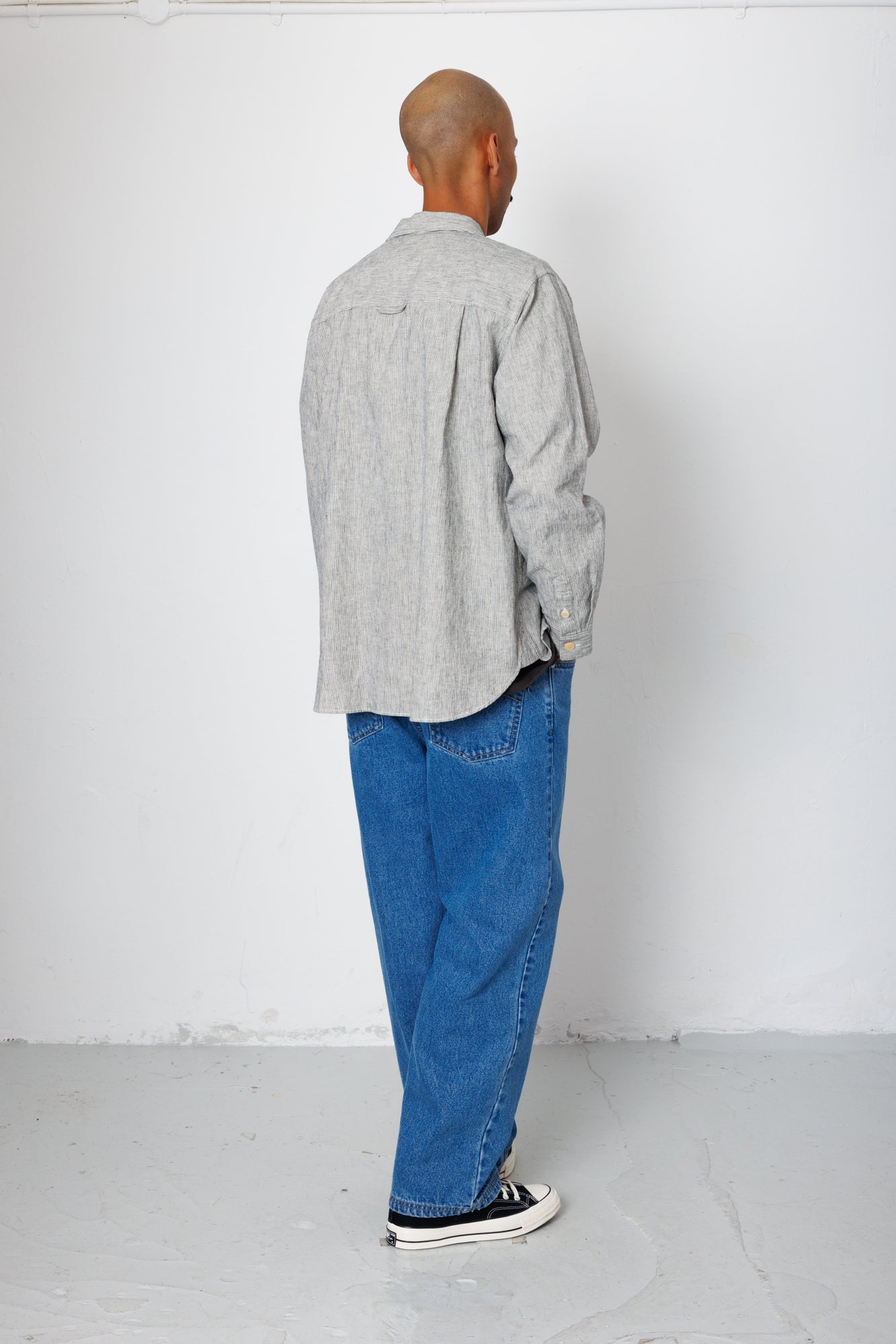 Folk | Folk Easy Fit Shirt - Black Linen Stripe