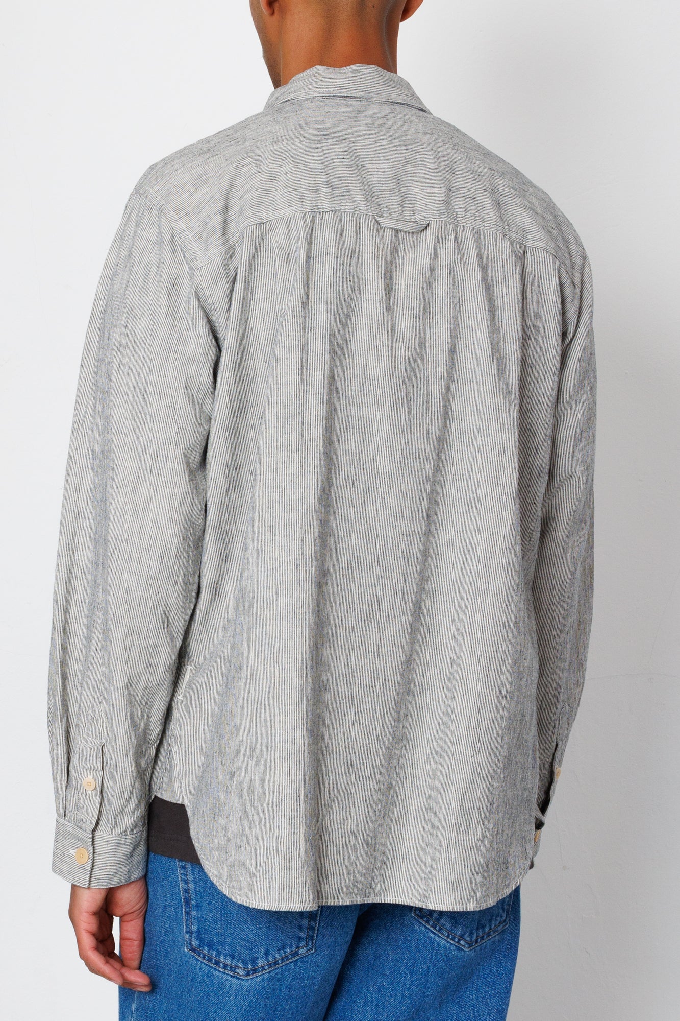 Folk | Folk Easy Fit Shirt - Black Linen Stripe