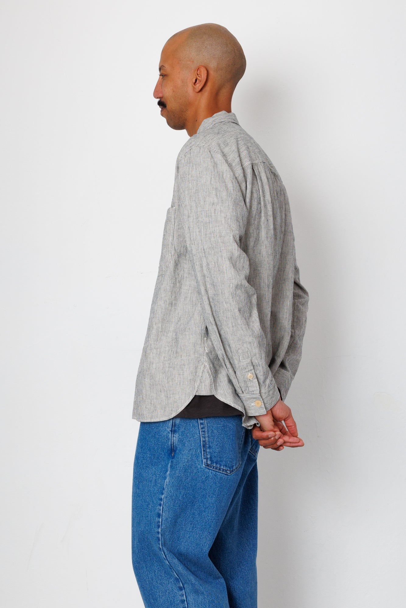 Folk | Folk Easy Fit Shirt - Black Linen Stripe