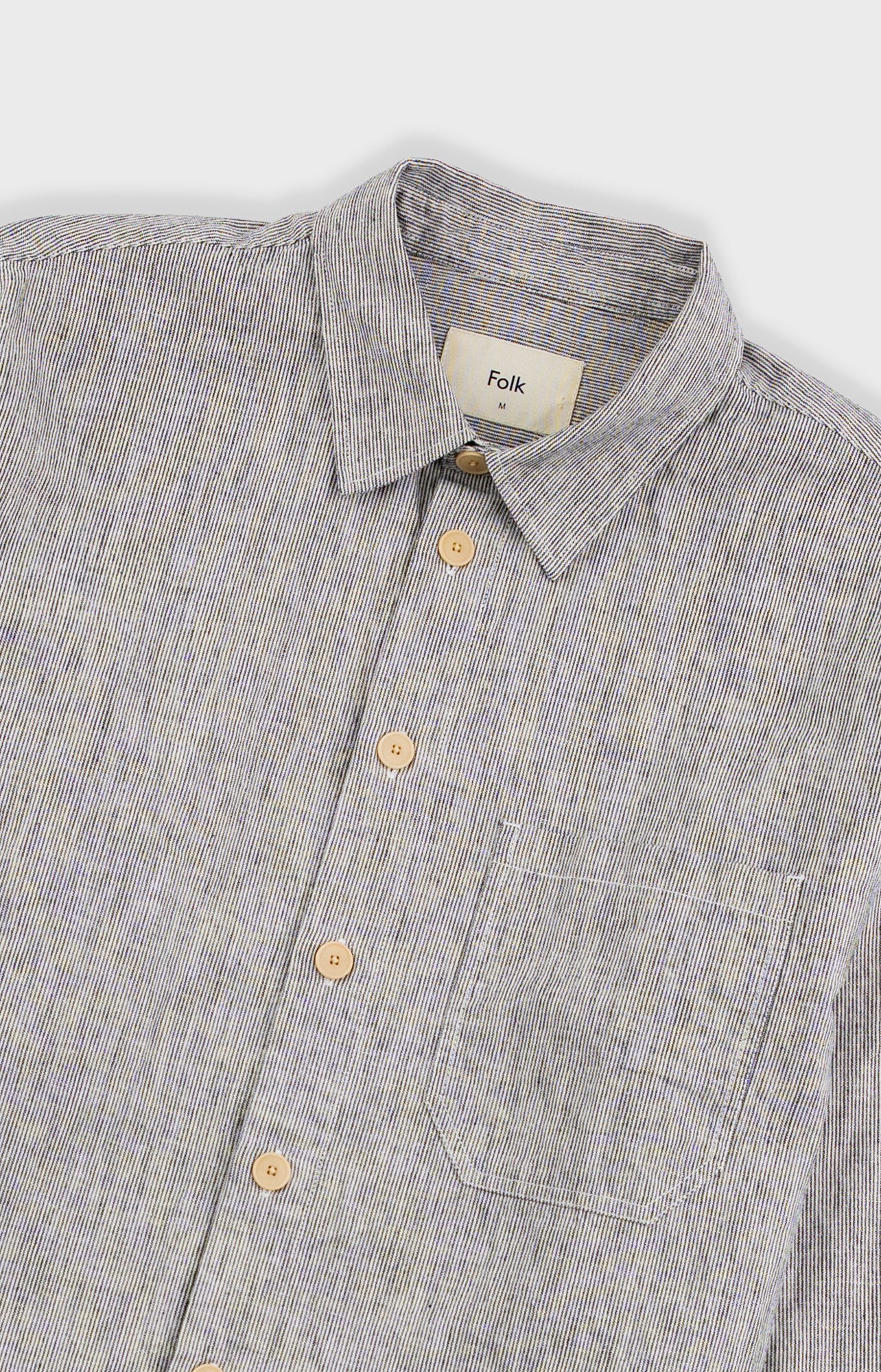 Folk | Folk Easy Fit Shirt - Black Linen Stripe