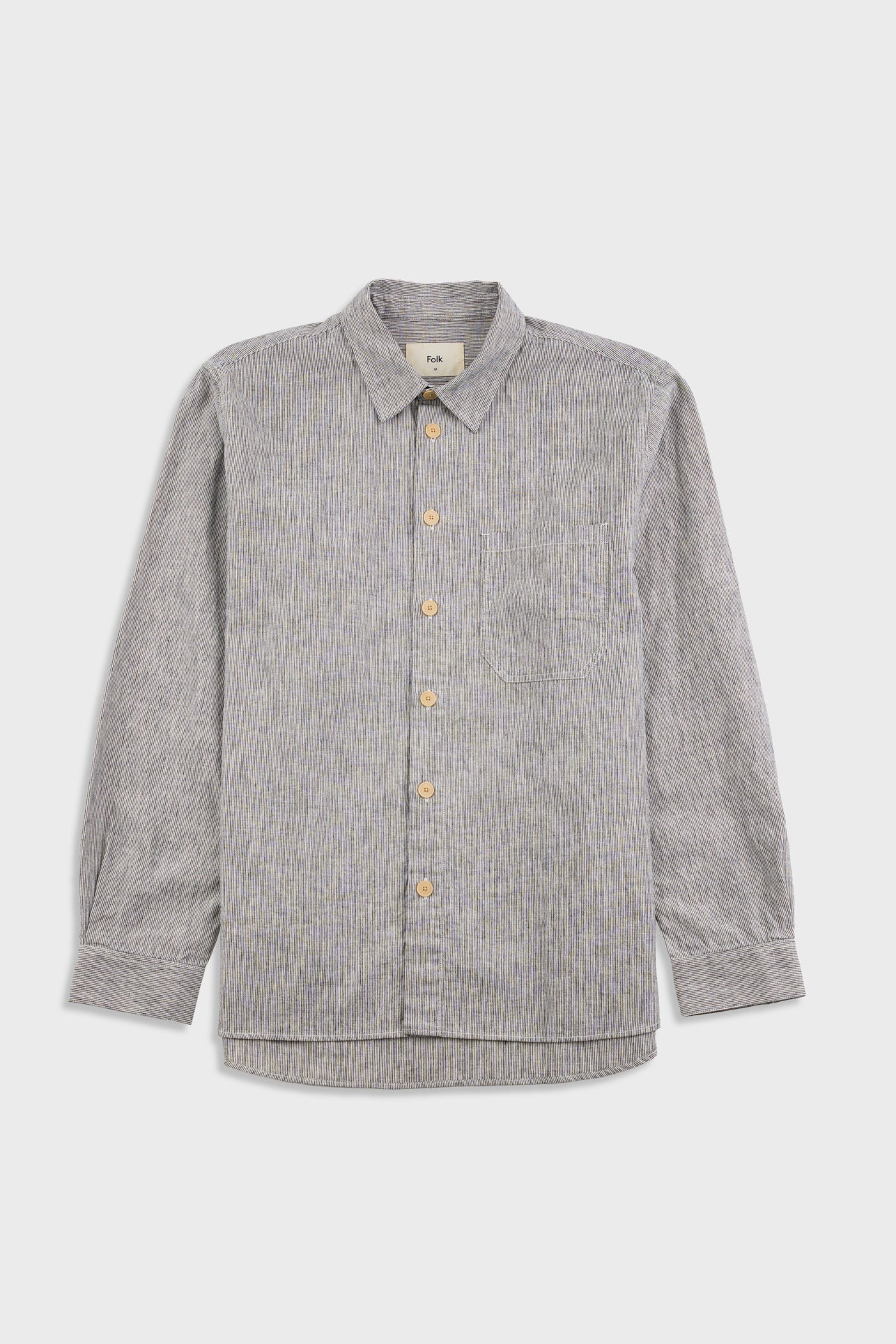 Folk | Folk Easy Fit Shirt - Black Linen Stripe