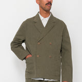 Folk | Folk Easy Fit Blazer - Dark Olive Slub Linen