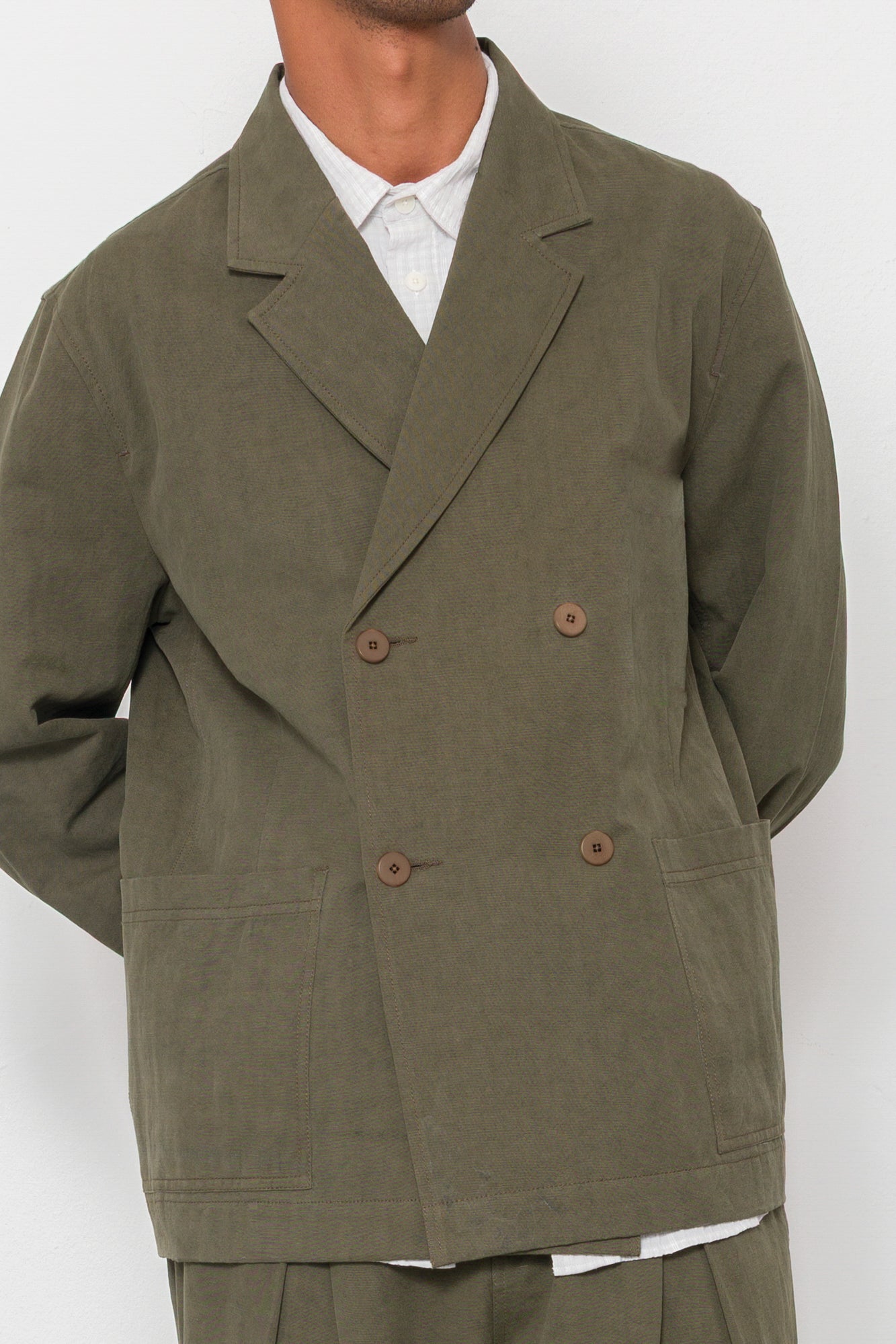 Folk | Folk Easy Fit Blazer - Dark Olive Slub Linen