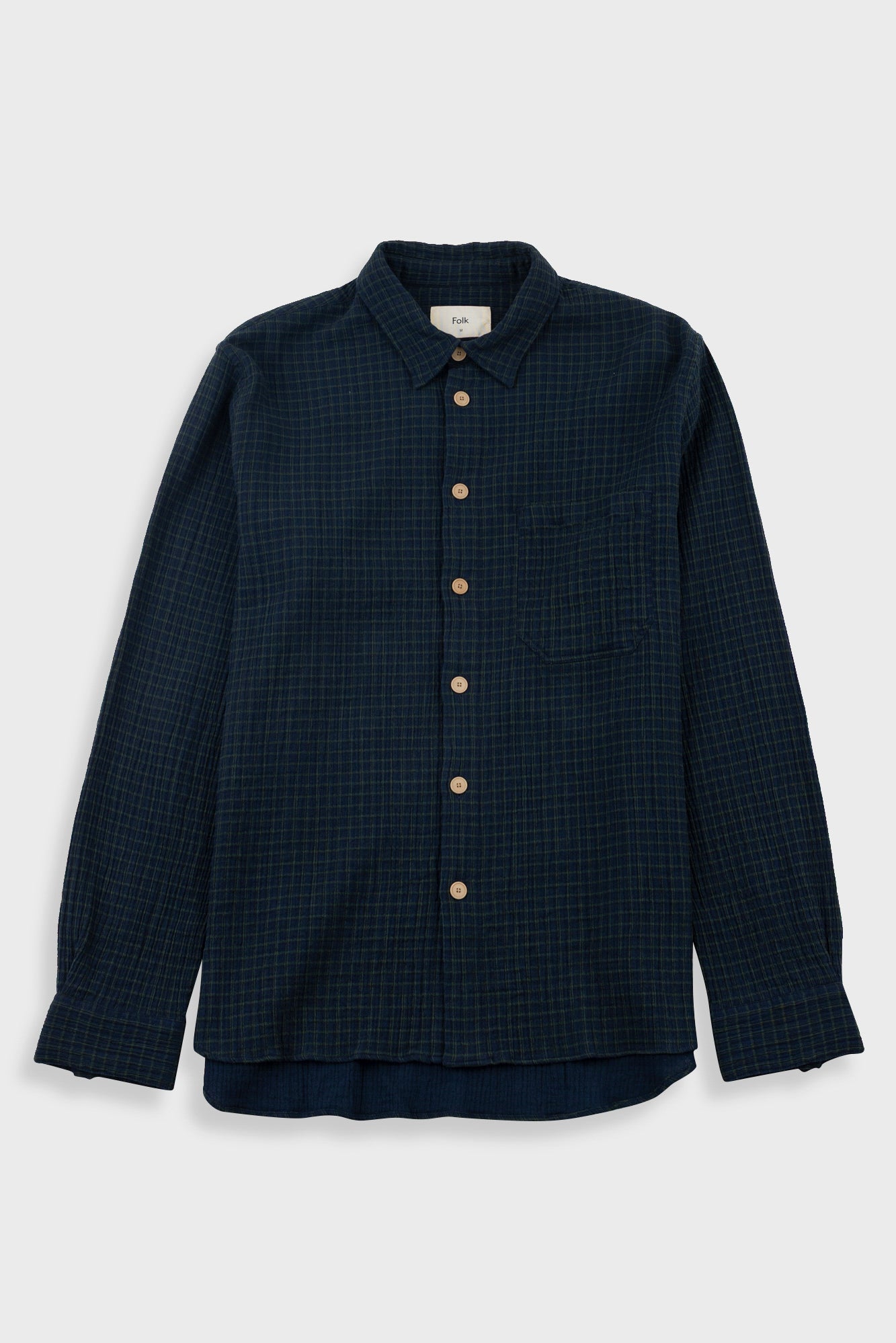 Folk | Folk Easy Fit Shirt - Navy Crinkle Check