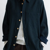 Folk | Folk Easy Fit Shirt - Navy Crinkle Check