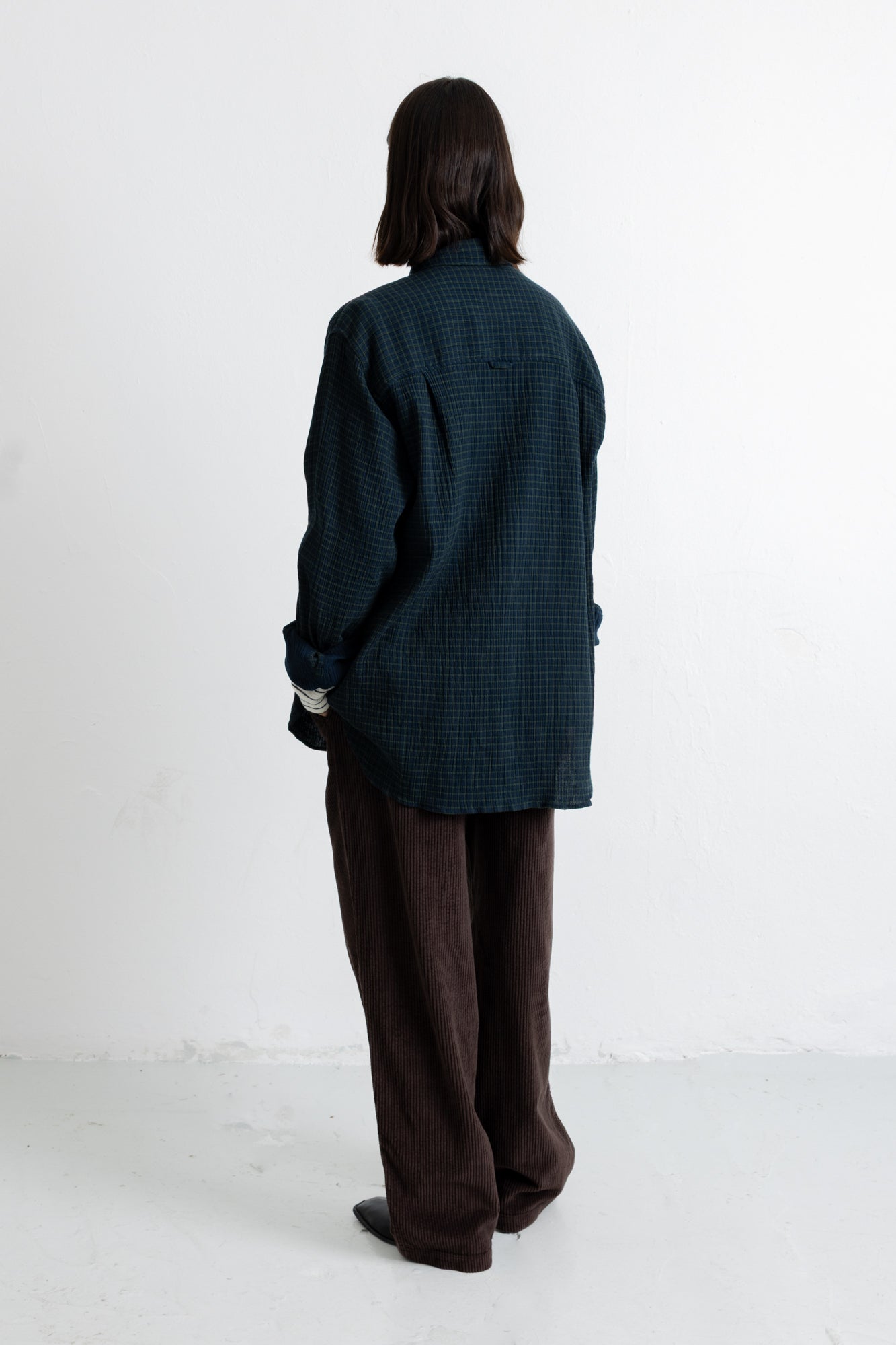 Folk | Folk Easy Fit Shirt - Navy Crinkle Check