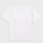A white short-sleeve crewneck t-shirt shown from the back, laid flat against a light gray background.