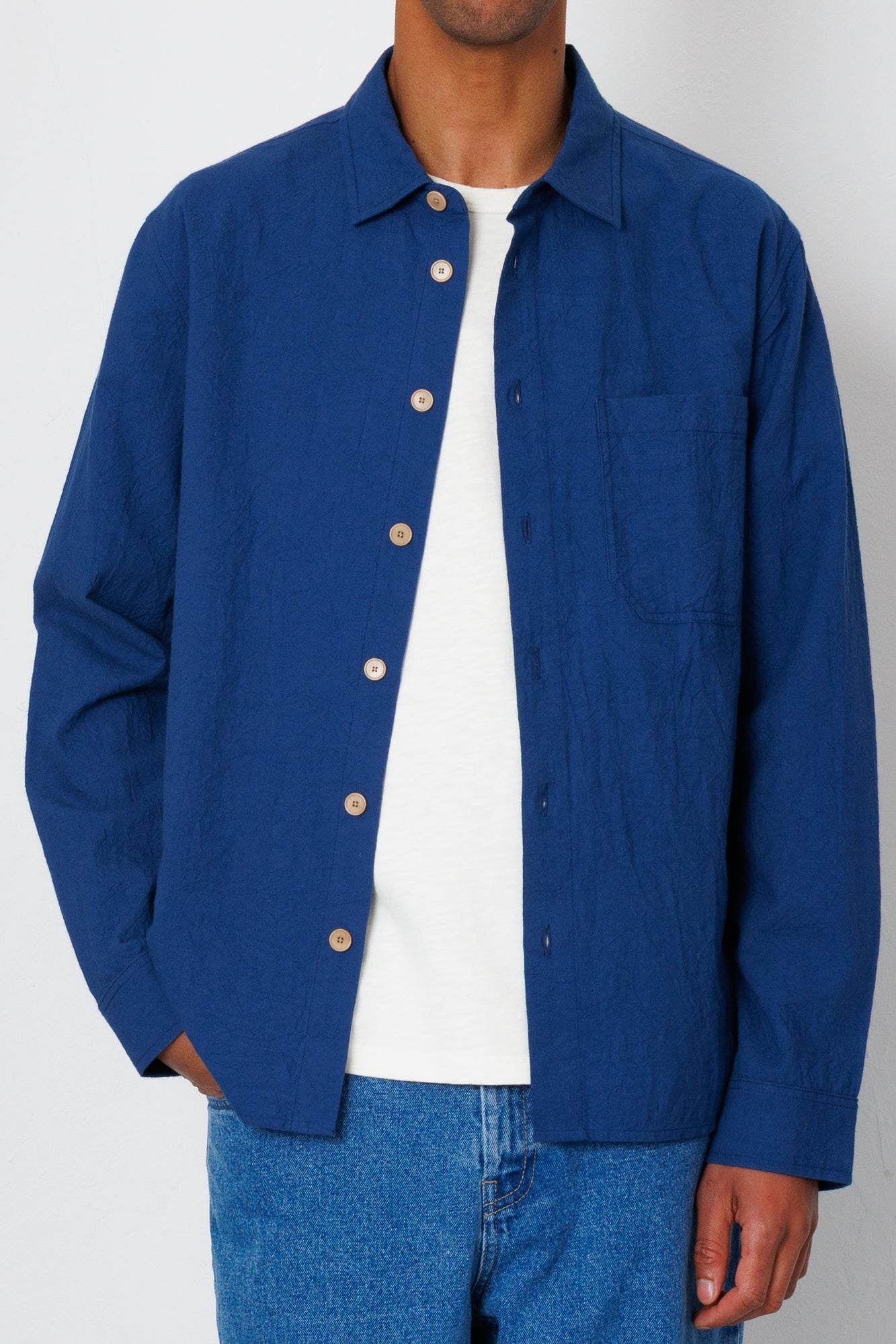 Folk | Folk Easy Fit Shirt - Blue Crinkle