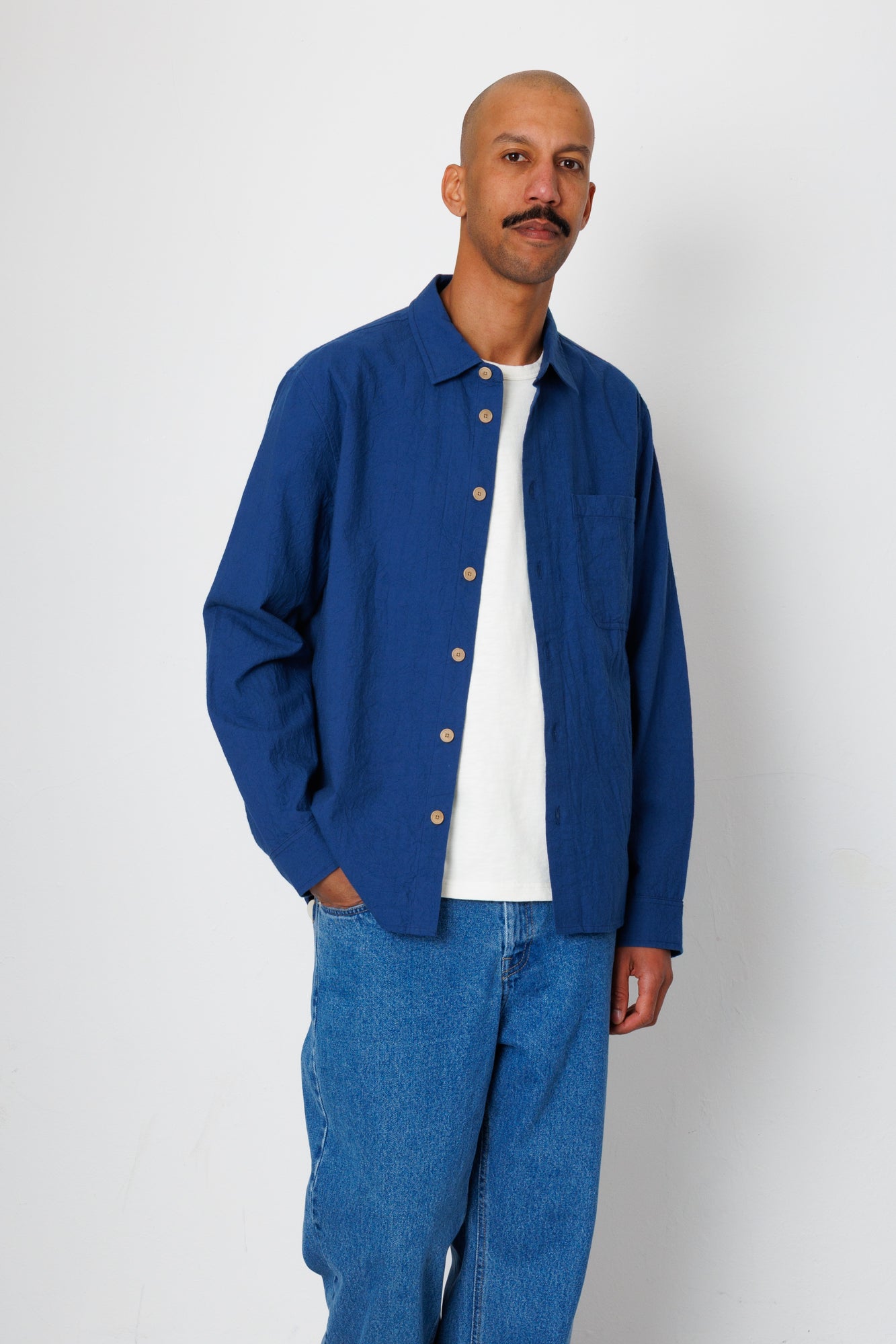 Folk | Folk Easy Fit Shirt - Blue Crinkle