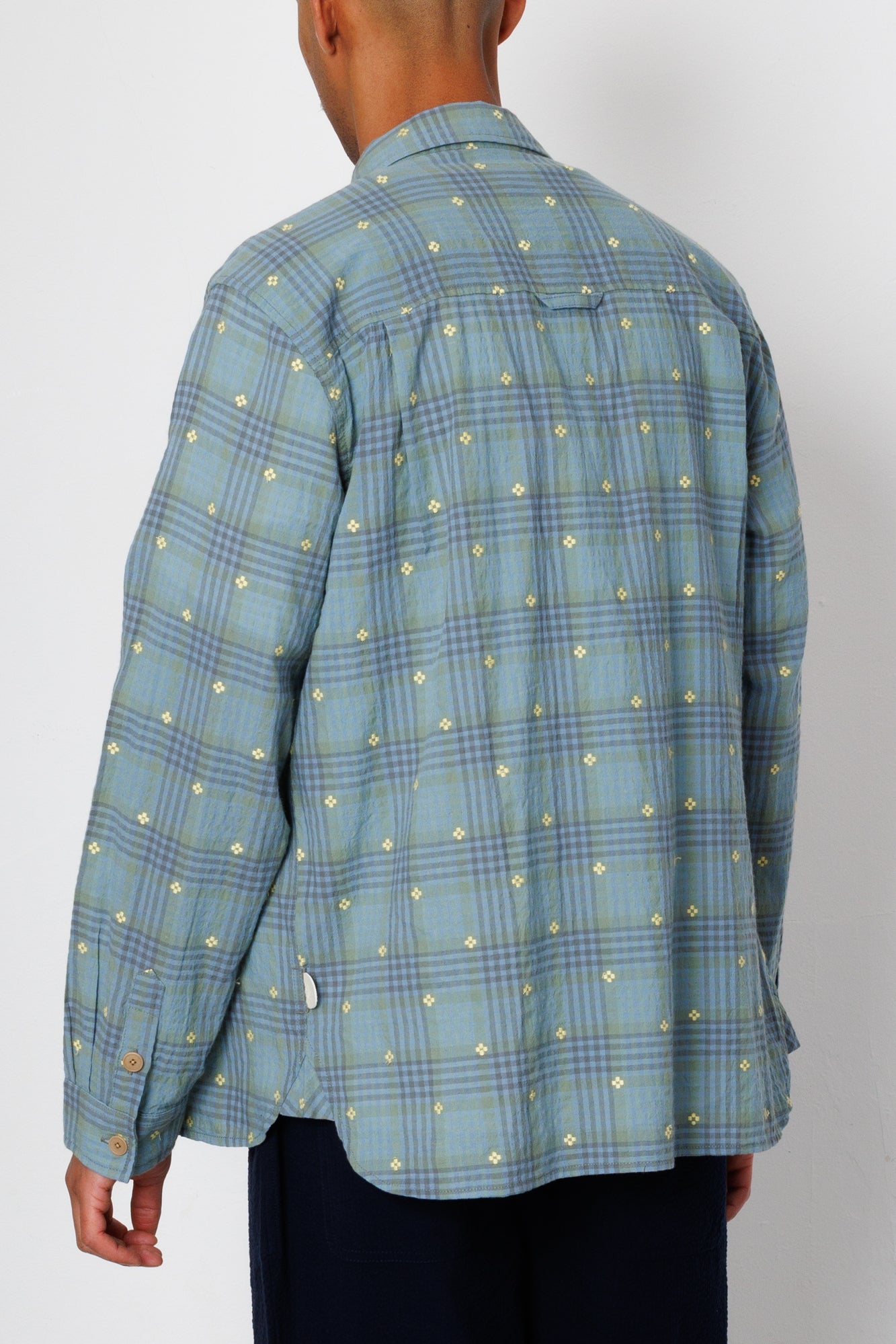 Folk | Folk Easy Fit Shirt - Blue Yellow Flower Check