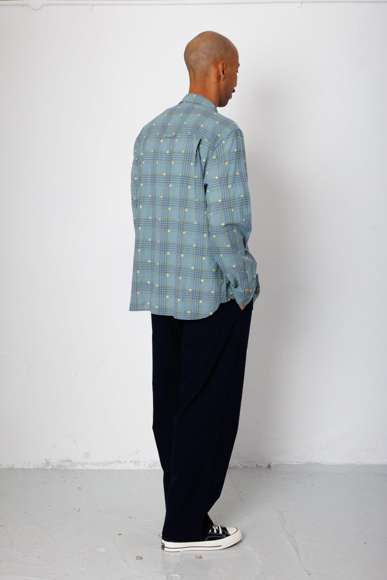 Folk | Folk Easy Fit Shirt - Blue Yellow Flower Check