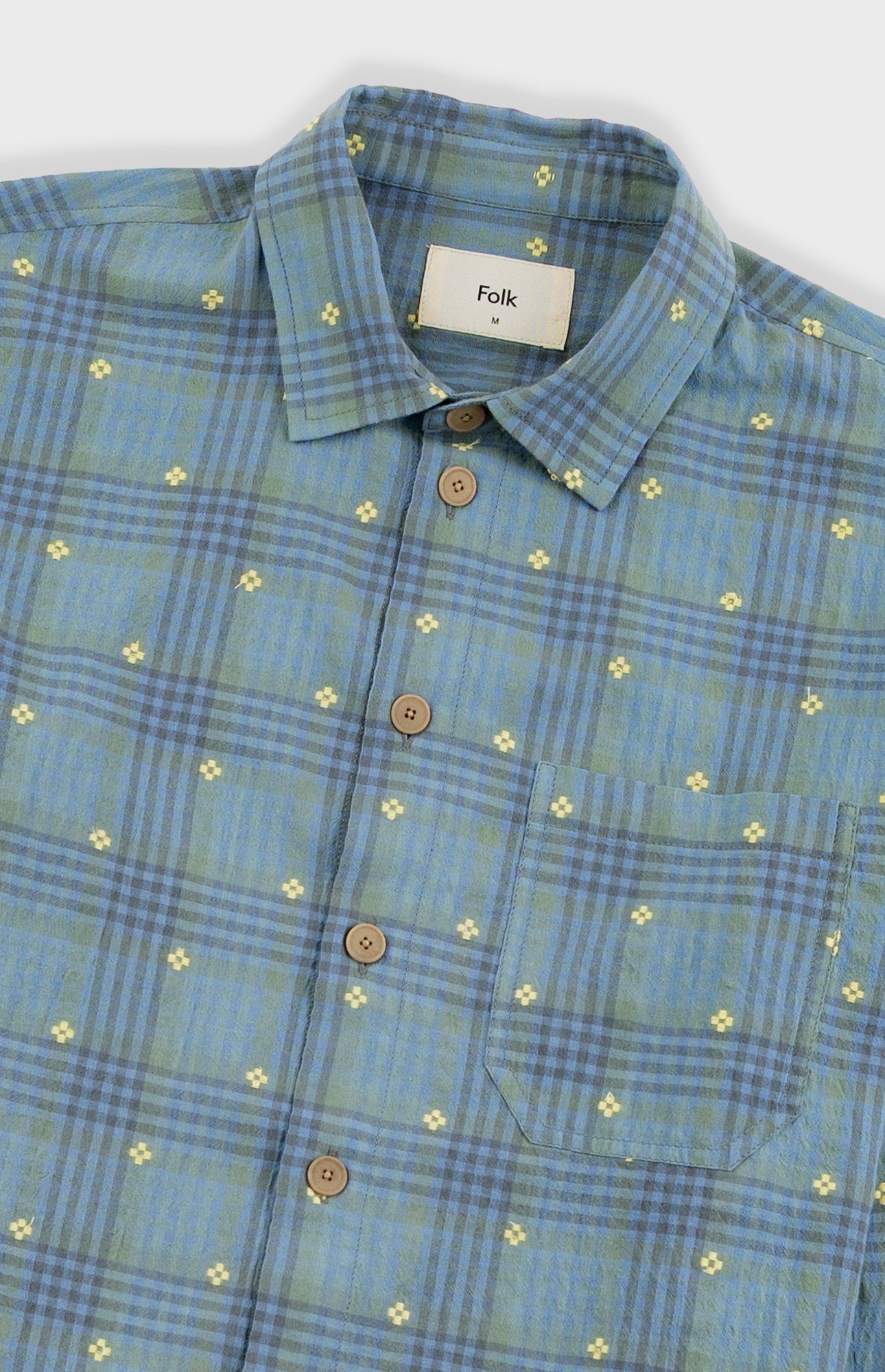 Folk | Folk Easy Fit Shirt - Blue Yellow Flower Check