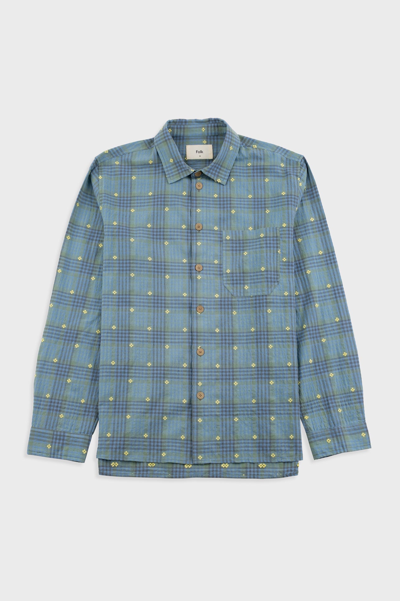 Folk | Folk Easy Fit Shirt - Blue Yellow Flower Check
