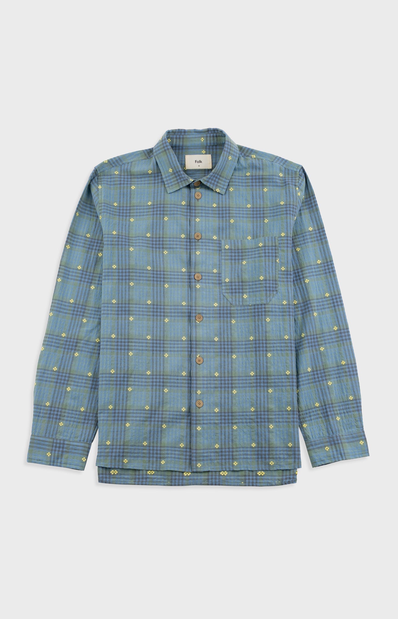 Folk | Folk Easy Fit Shirt - Blue Yellow Flower Check