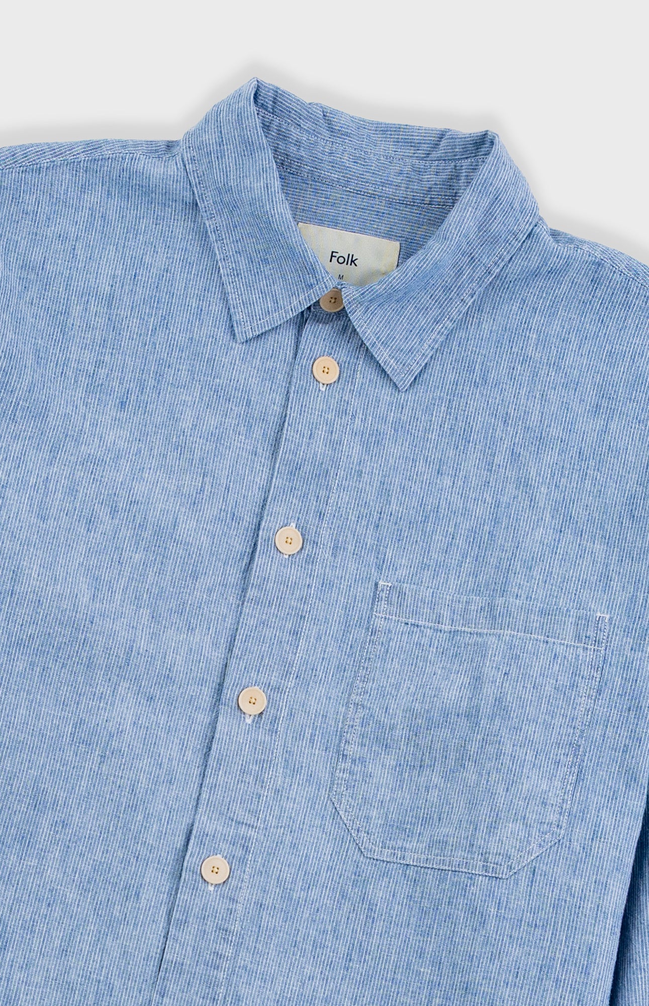 Folk | Folk Easy Fit Shirt - Washed Indigo Stripe