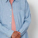 Folk | Folk Easy Fit Shirt - Washed Indigo Stripe