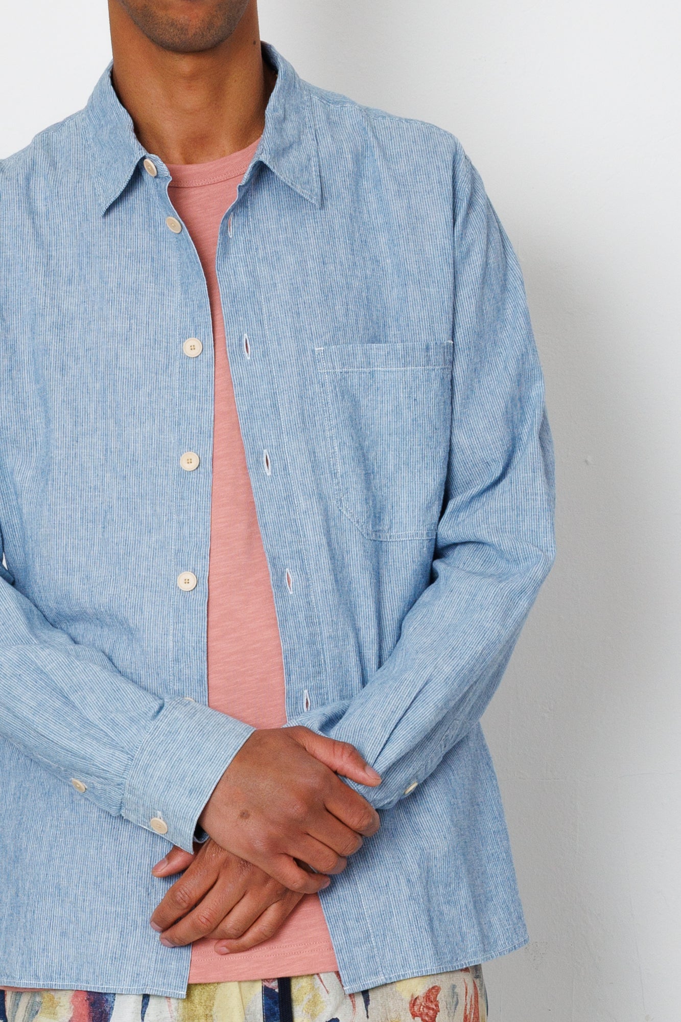 Folk | Folk Easy Fit Shirt - Washed Indigo Stripe