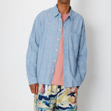Folk | Folk Easy Fit Shirt - Washed Indigo Stripe