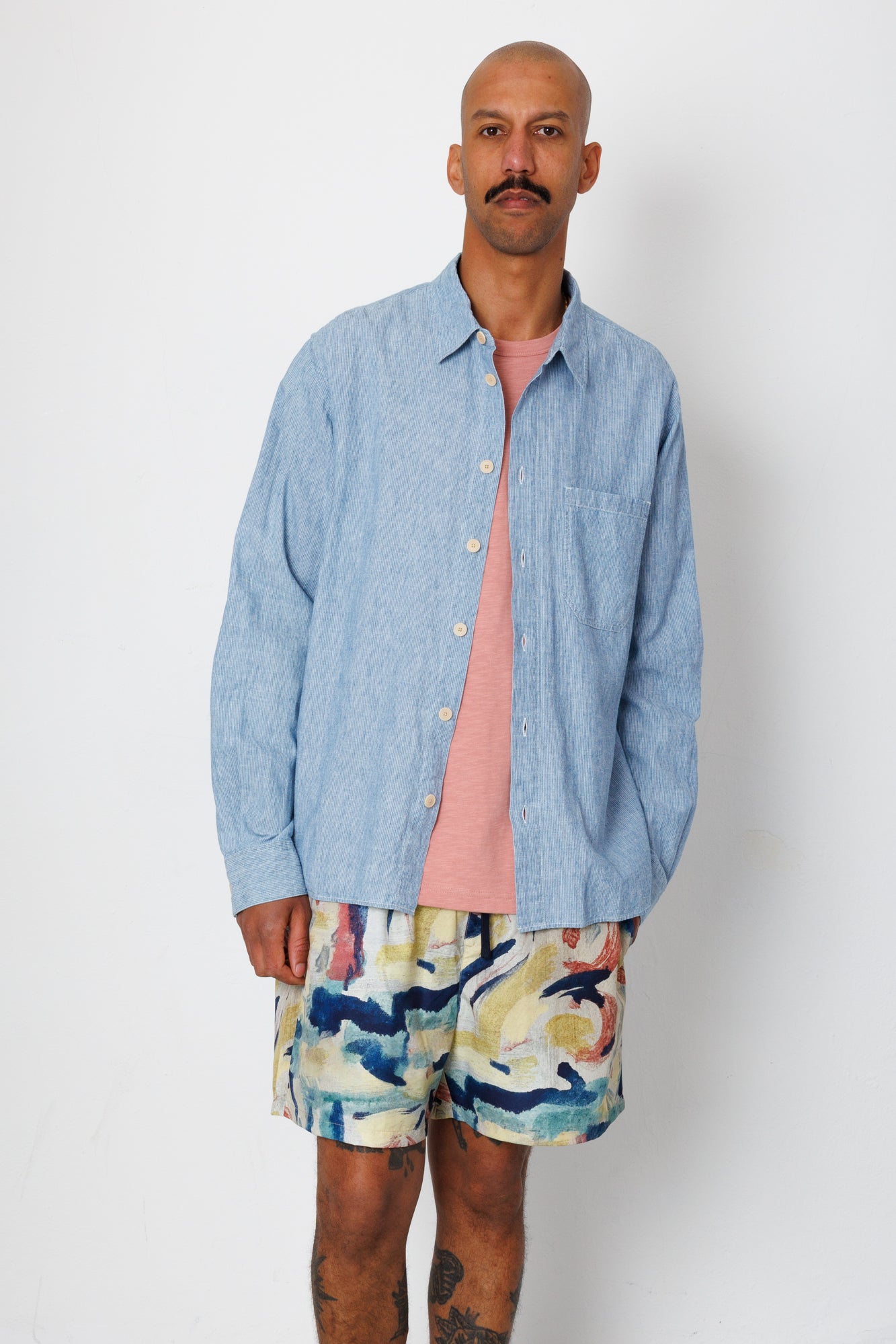 Folk | Folk Easy Fit Shirt - Washed Indigo Stripe
