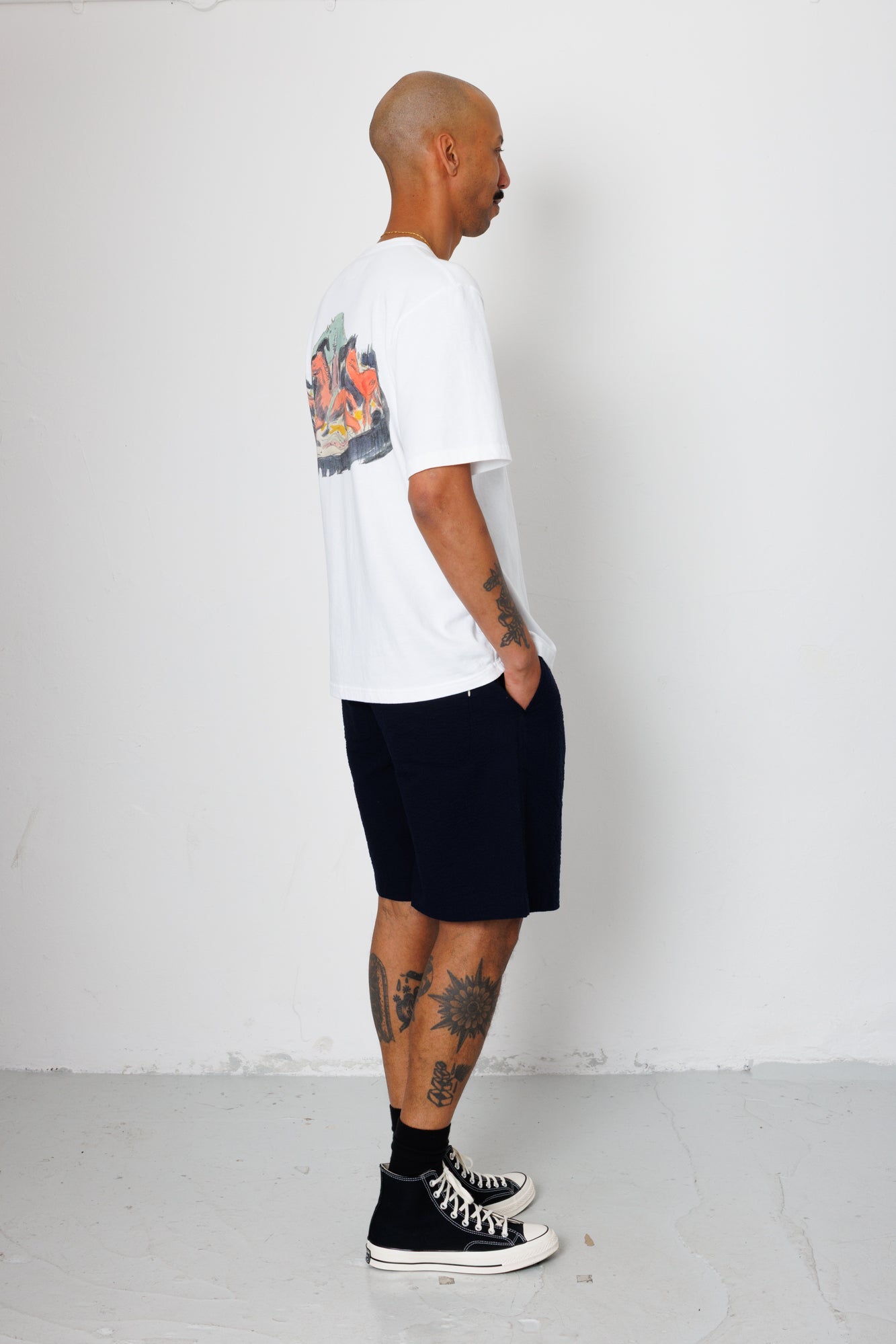 Folk | Folk Elasticated Wide Fit Short - Navy Seersucker