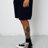 Folk | Folk Elasticated Wide Fit Short - Navy Seersucker